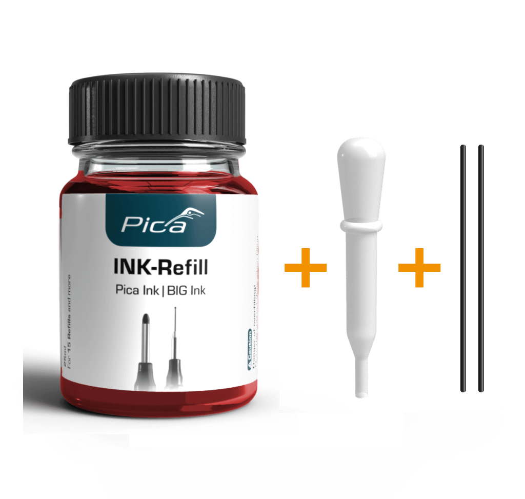 Pica Ink Refill Set - 55840 - rot - 25ml - 15 Befüllungen - inkl. 2x Docht + Pipette