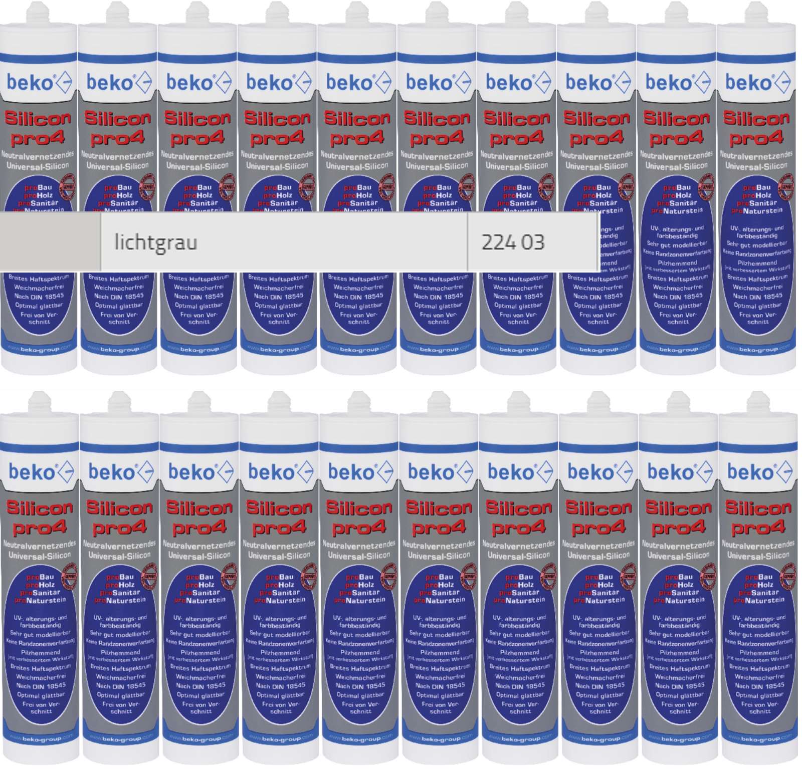 Beko 20x pro4 Premium-Silicon 310ml - 1 Karton - lichtgrau
