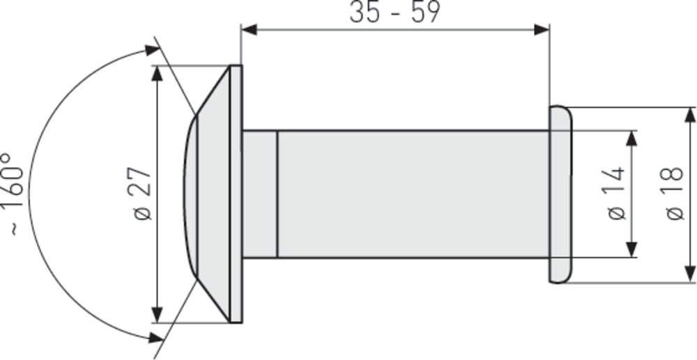 Abus Türspion 1200 - Messinggehäuse - 160° - Türstärke 35.59mm - 22237