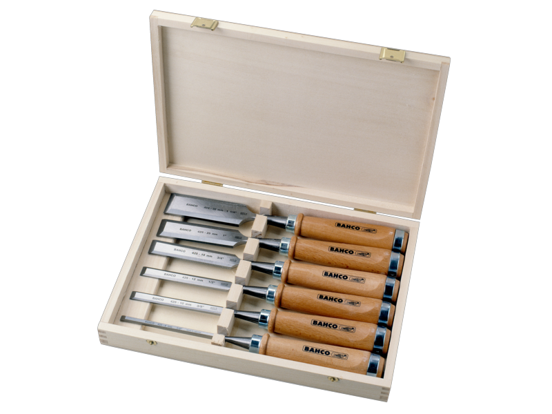 Bahco Stechbeitel-Satz Set 425-083 - 6-teilig - 6-10-12-18-25-30 - Rotbuche