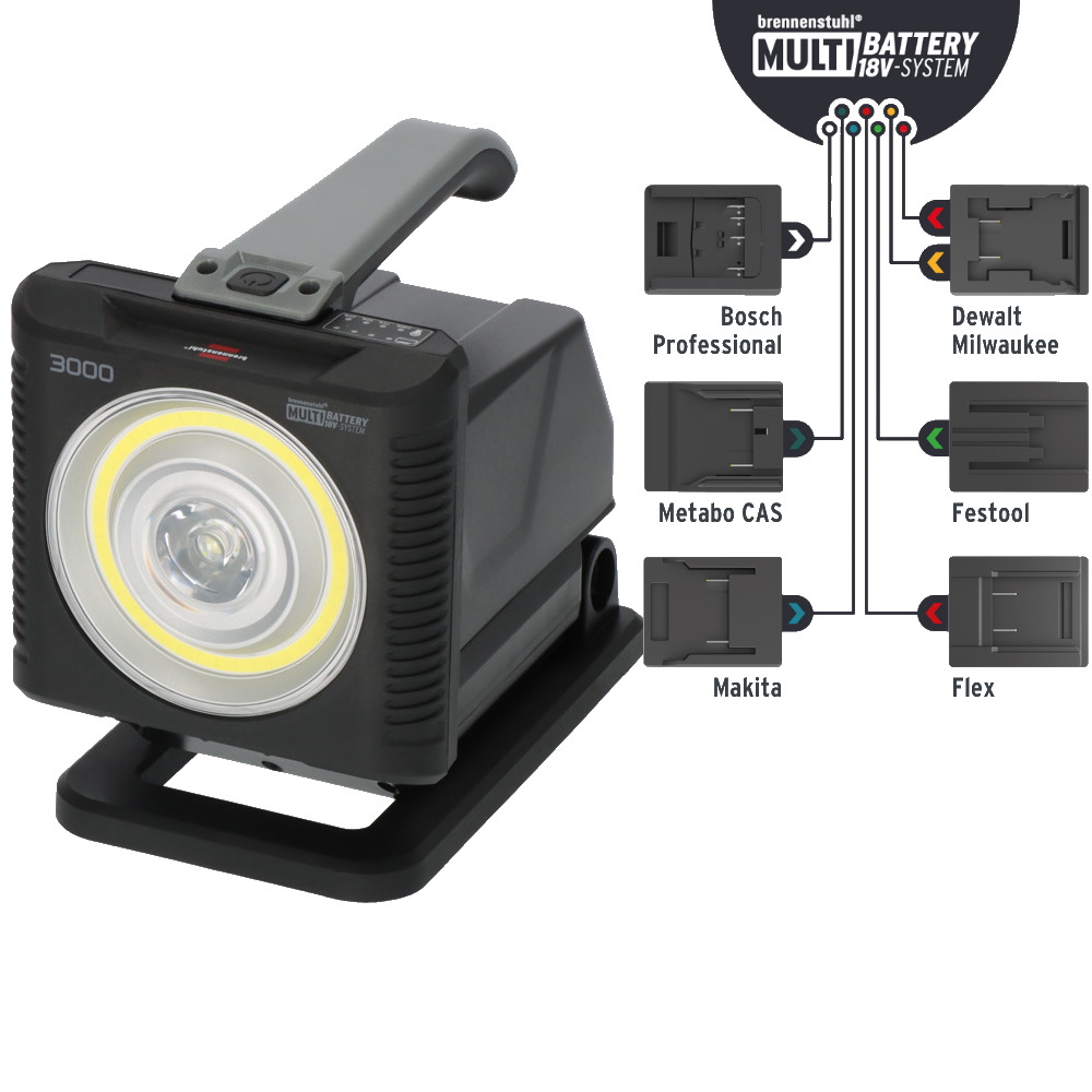Brennenstuhl  Multi Battery LED Akku Handleuchte HL 3000 - 12500lm - IP54