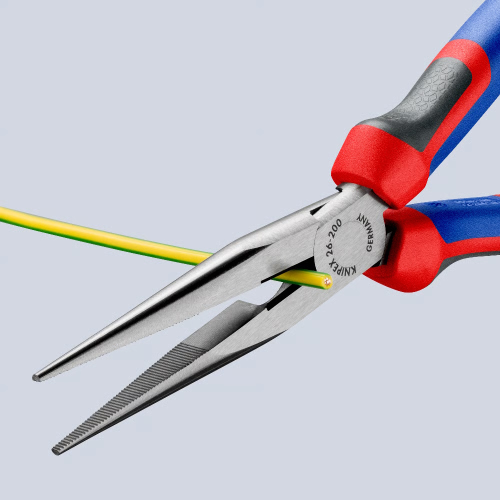 Knipex Flachrundzange 200mm - mit Schneide und Comfort Griff - 2612200