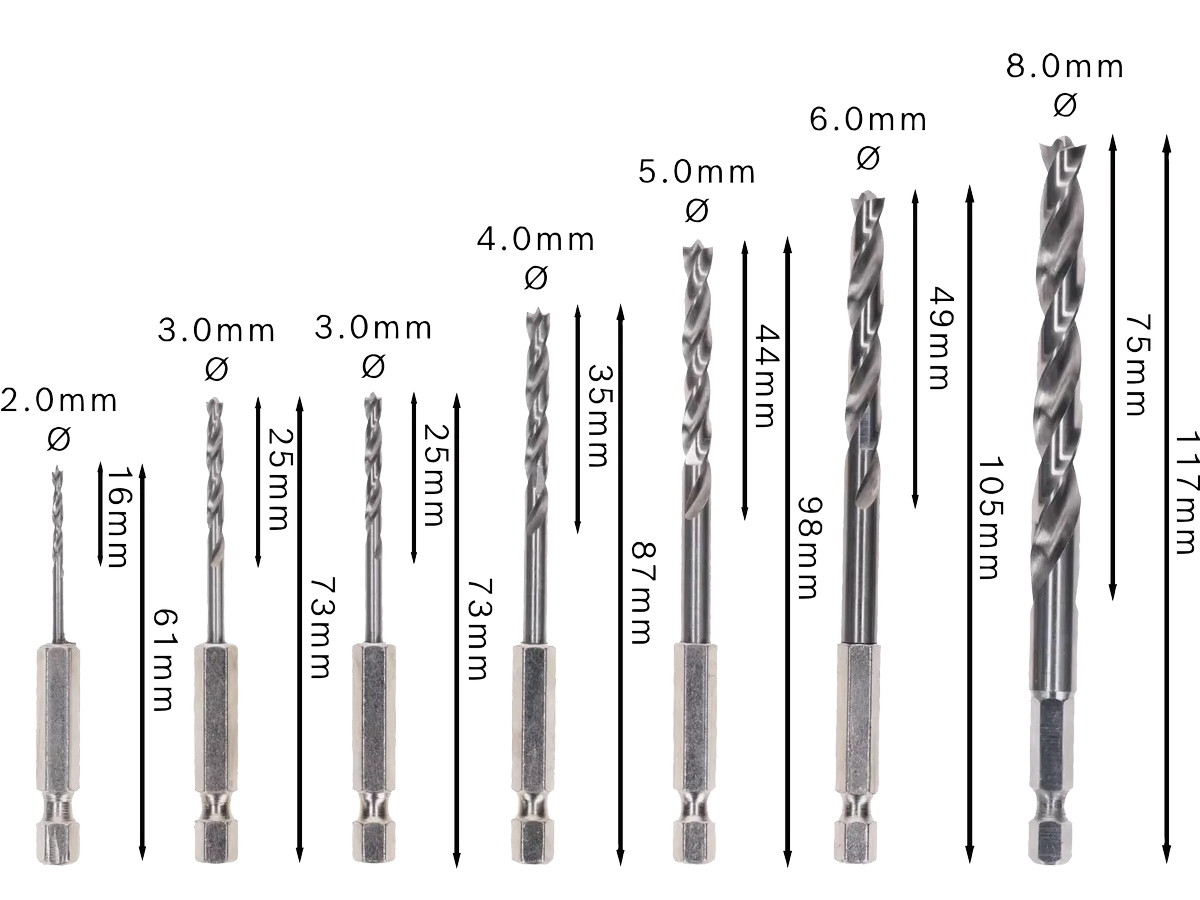 Bosch PRO Wood HSS Holzspiralbohrer-Set - 7-tlg. - 2,3,3,4,5,6,8mm - 2607019923