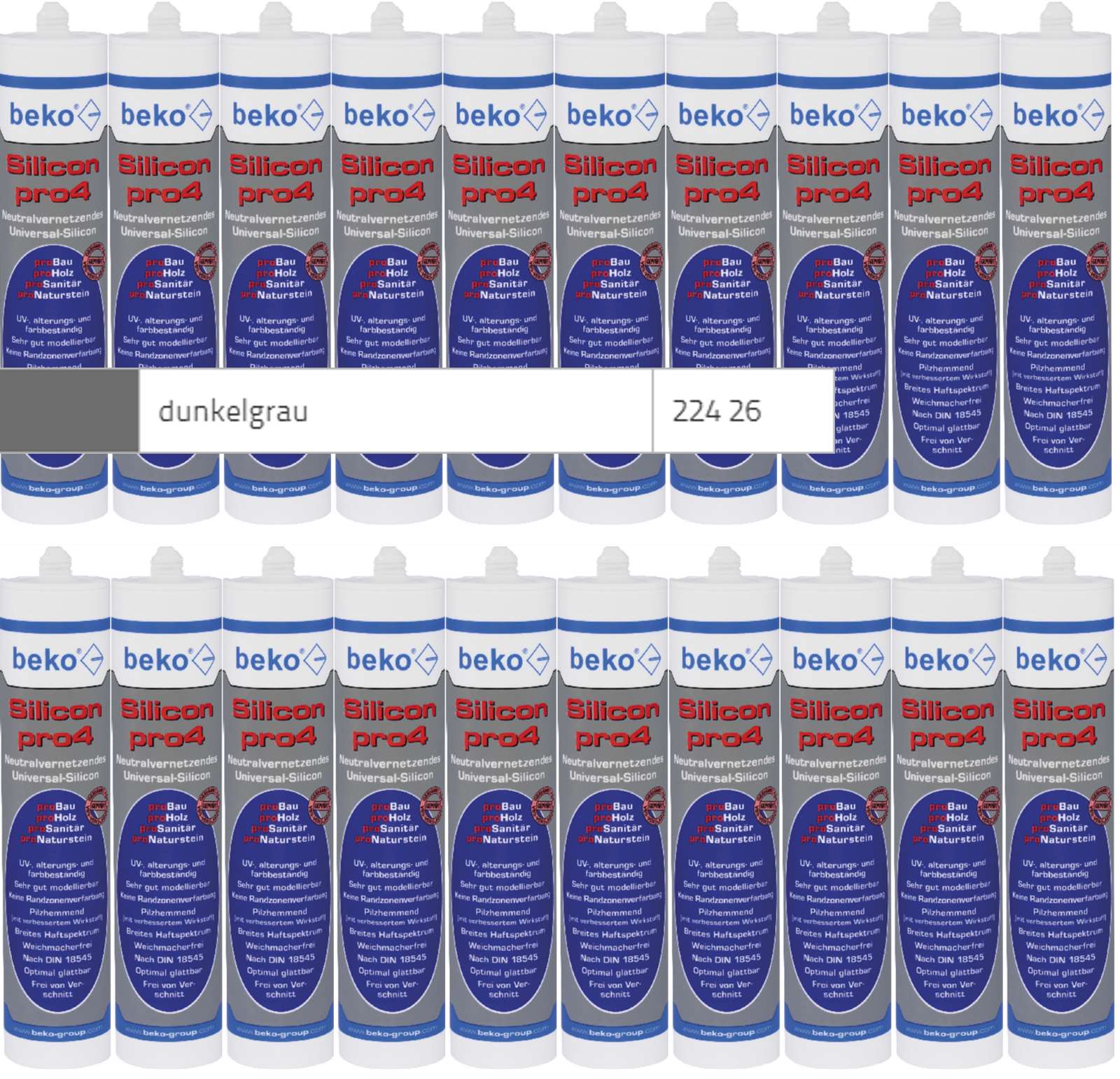 Beko 20x pro4 Premium-Silicon 310ml - 1 Karton - dunkelgrau