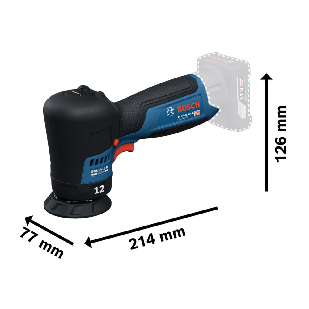 Bosch Akku Polierer GPX 12V-77 - Sologerät ohne Akku/Ladegerät inkl. Zubehör