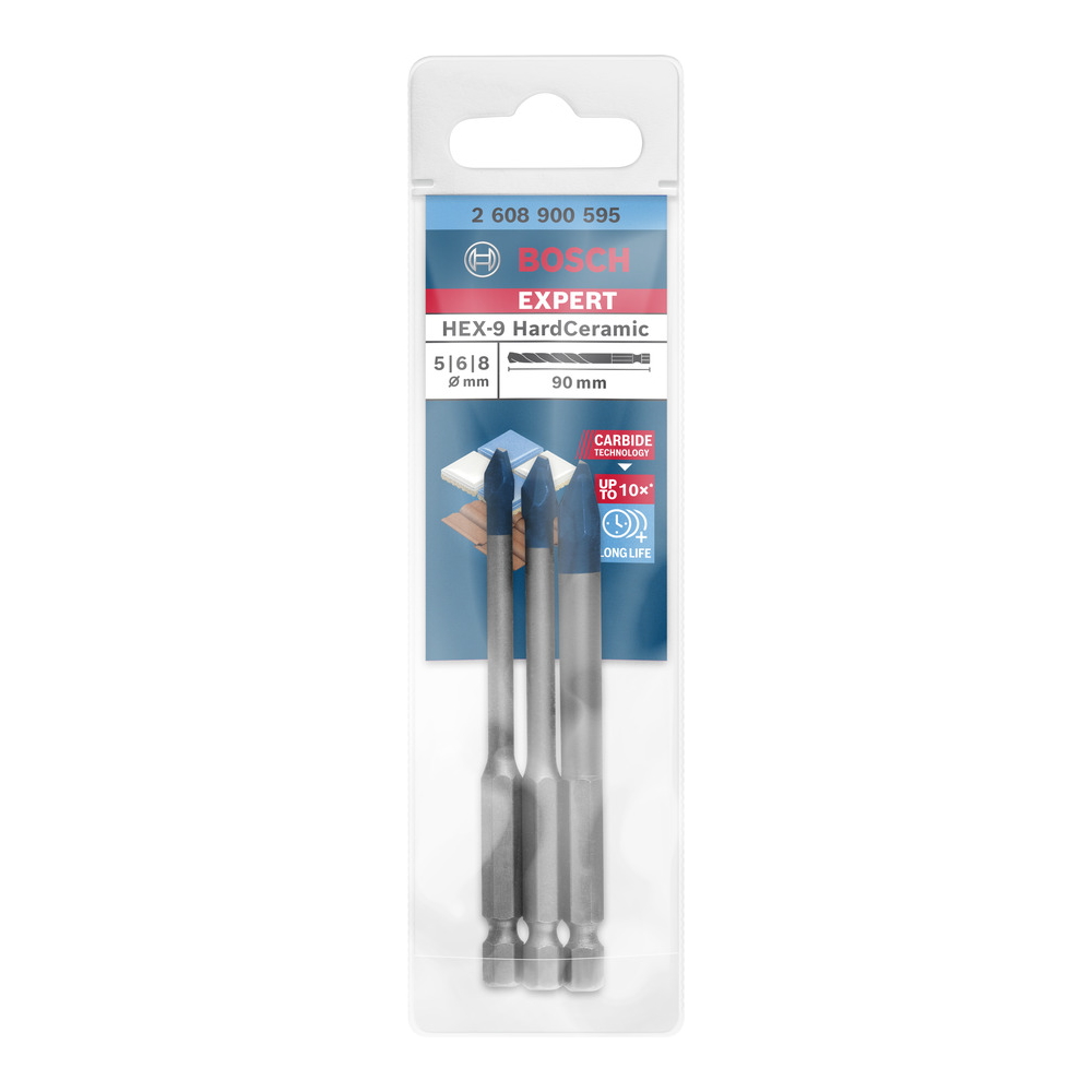 Bosch Bohrer Fliesenbohrer - 3 teiliges Set 5/6/8mm - EXPERT HEX-9 HardCeramic