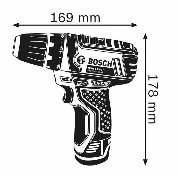 Bosch Akku-Bohrschrauber GSR 12V-15 - 2 x 2AH - Softbag - GAL 12V-20