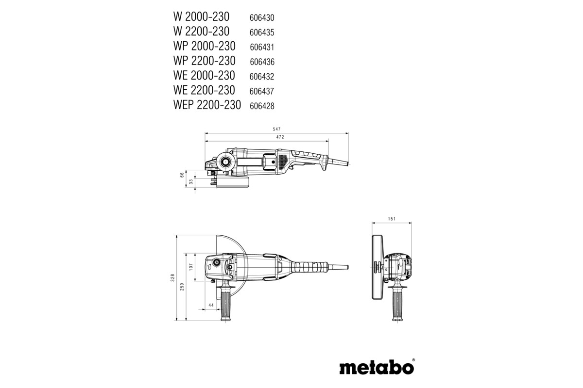 Metabo Winkelschleifer WE 2200-230 - 606437000 - 2200W - 230mm