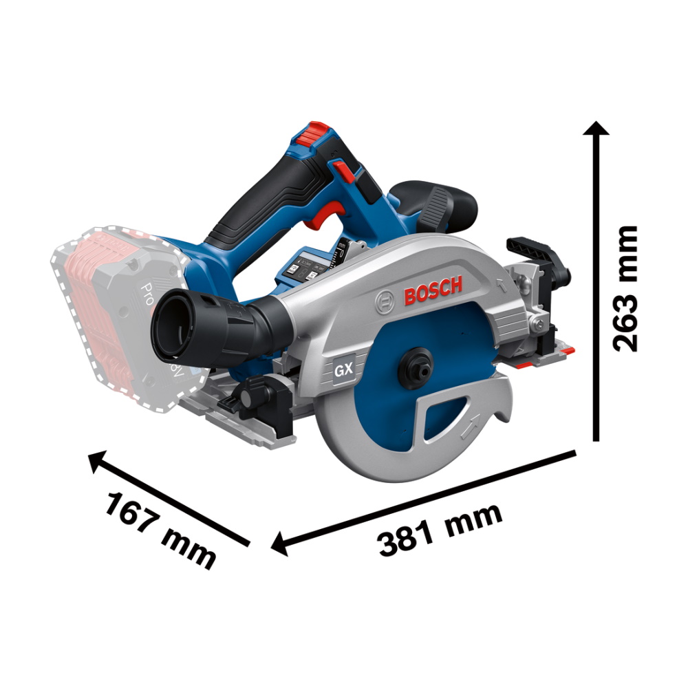 Bosch Akku Handkreissäge GKS 18V-57-2 GX mit Führungsschiene FSN440X Sologerät