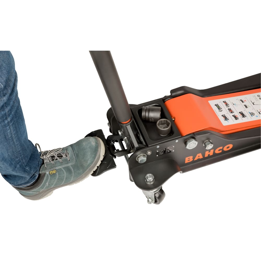 Bahco Wagenheber Rangierwagenheber BH 13000 3 T mit Doppelkolben + Handschuhe