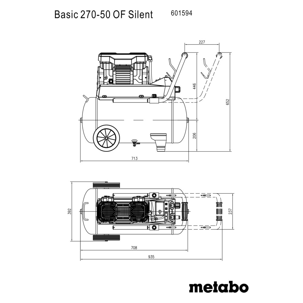 Metabo Kompressor Basic 270-50 OF Silent - 601594000 - 10bar - 1,5kW - 50 Liter