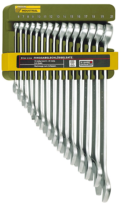 Proxxon SlimLine-Ring-Maul­schlüssel­satz, 15-teilig - 6-21mm - 23821