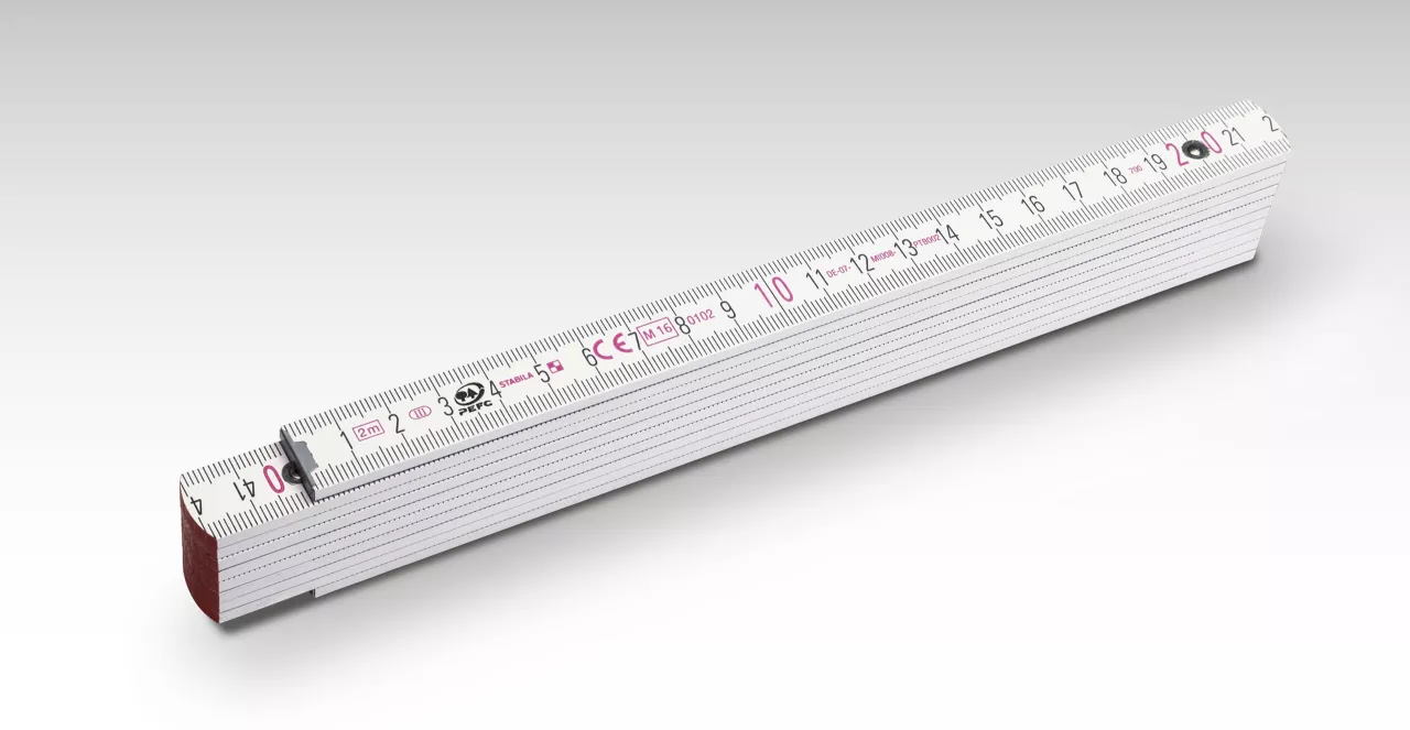 Stabila Holz-Gliedermaßstab Serie 700 - weiß - 2m - Typ 1707 - 3,3mm stark - 01334