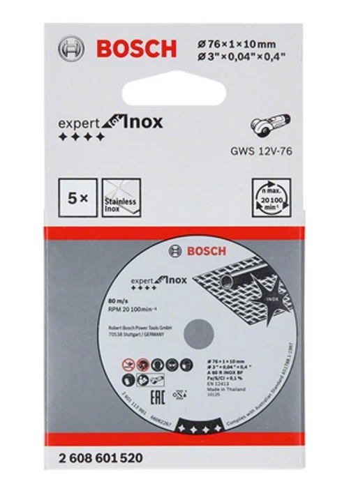 Bosch 5 Trennscheiben 1mm - Lochung 10mm - Durchmesser 76mm - 2608601520