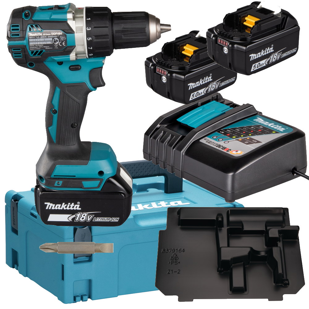 Makita Akku-Bohrschrauber - DDF484RT3J - 18V - Makpac - 3x Akku - Ladegerät