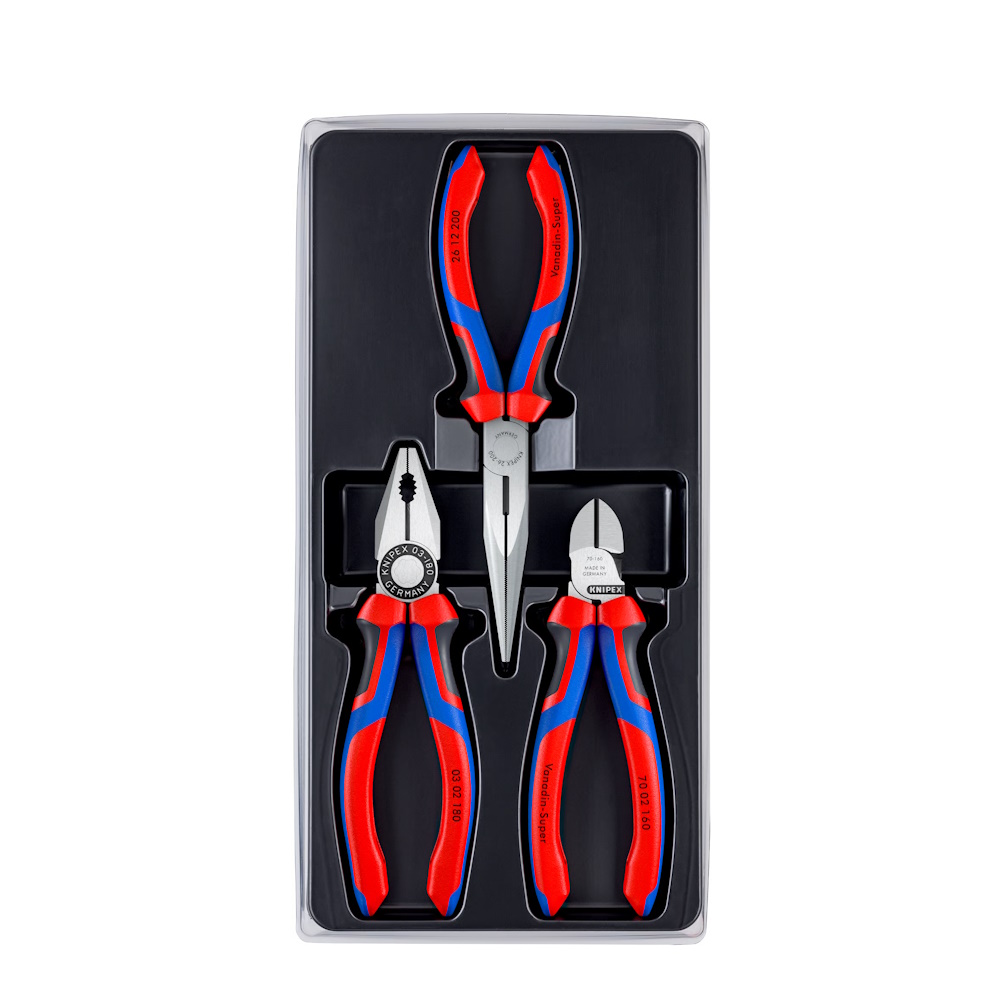 Knipex Zangenset Montage Paket Flachzange Kombizange Seitenschneider - 002011