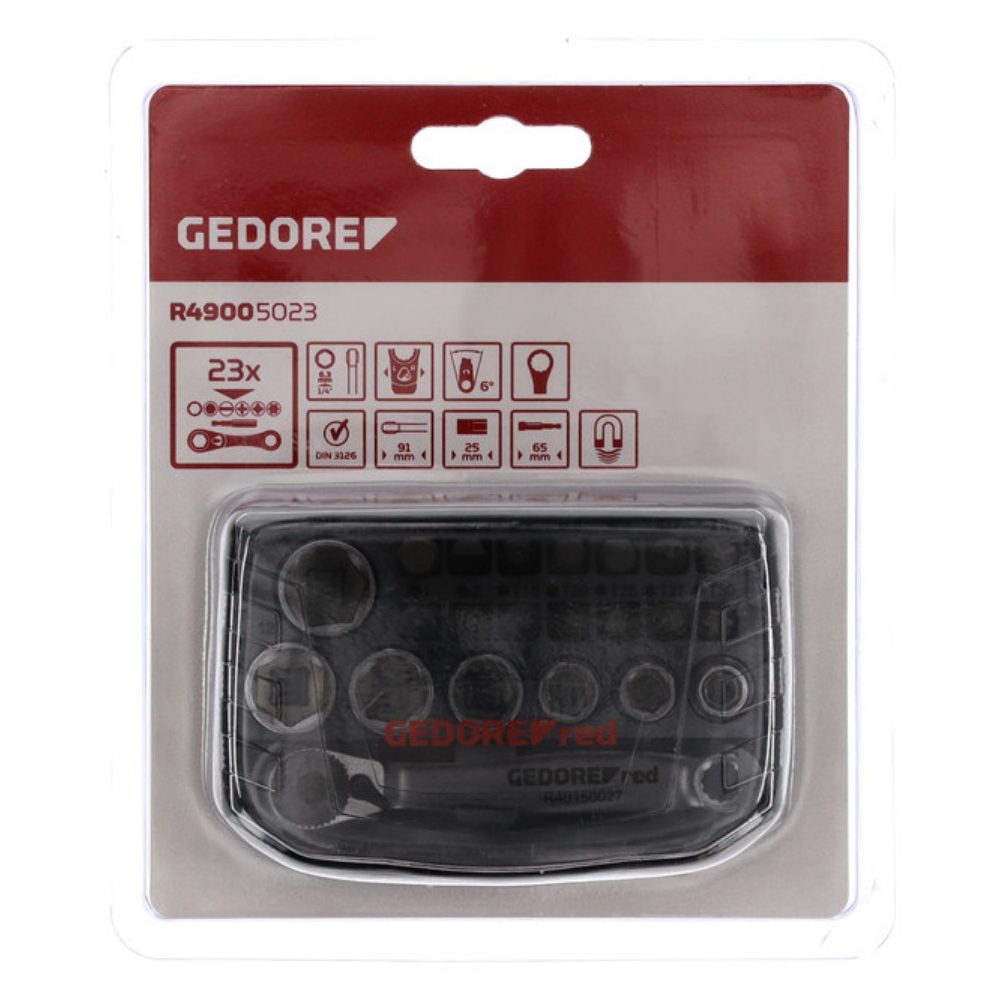 Gedore Bitsatz Steckschlüssel Satz mit Bit-Knarre - 6-13mm + Bits - 23-teilig