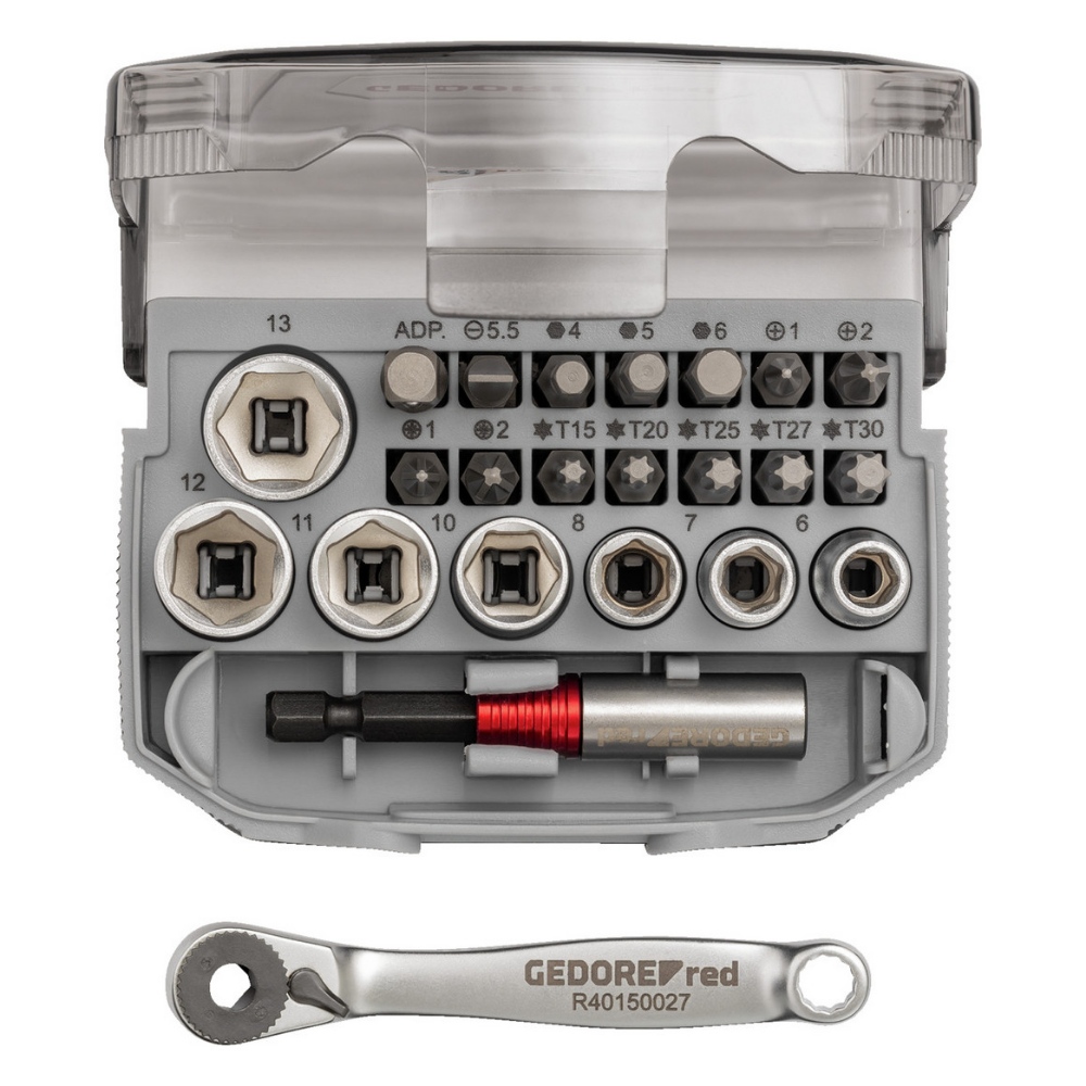 Gedore Bitsatz Steckschlüssel Satz mit Bit-Knarre - 6-13mm + Bits - 23-teilig