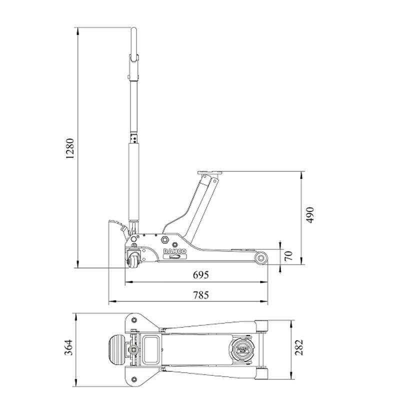 Bahco Wagenheber Rangierwagenheber BH 12000 2 T mit Doppelkolben + Handschuhe