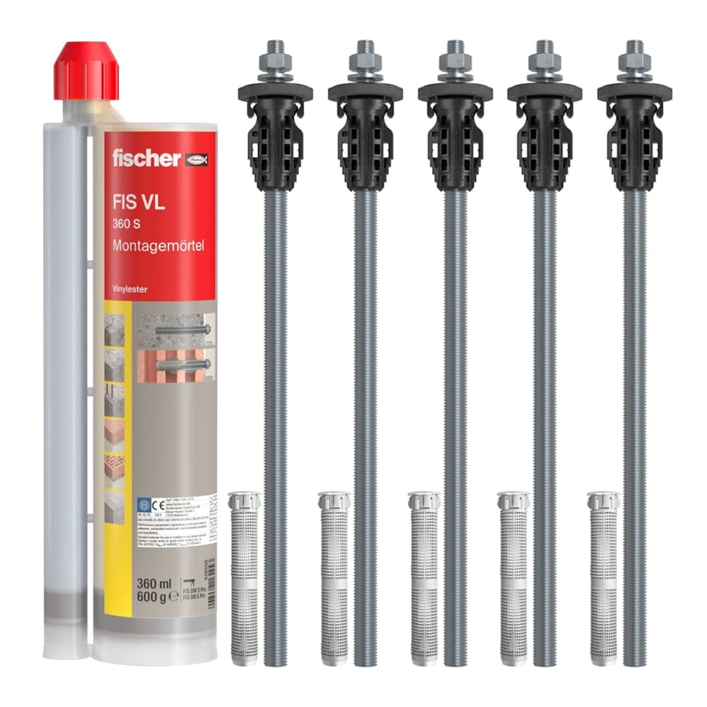 Fischer TherMax 2 II Set - 5x TherMax 2 II 16/250 M12 - 1x Mörtel FIS VL 360 S