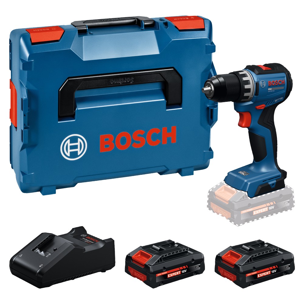 Bosch Akku Bohrschrauber 18V GSR18V-52 in L-Boxx - 2x 18V 4Ah Akku - Ladegerät