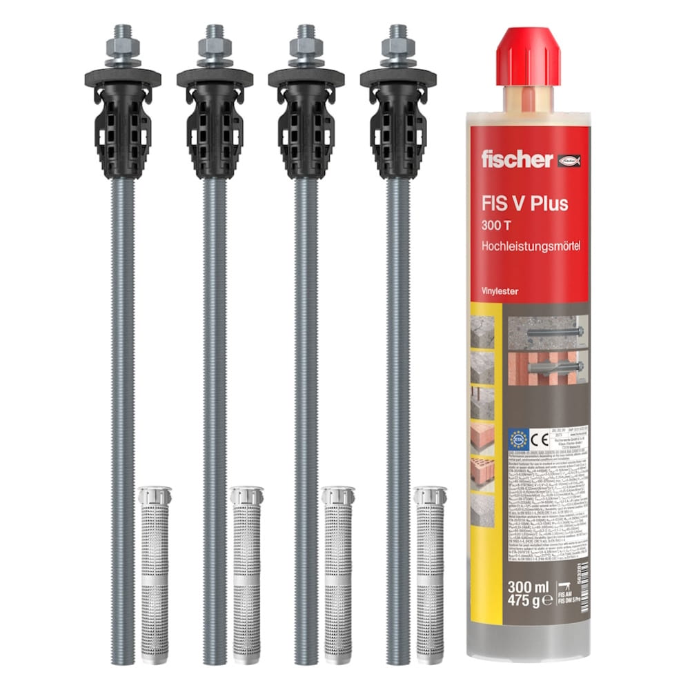 Fischer TherMax 2 II Set - 4x TherMax II 16/250 M12 - 1x Mörtel FIS V Plus 300 T