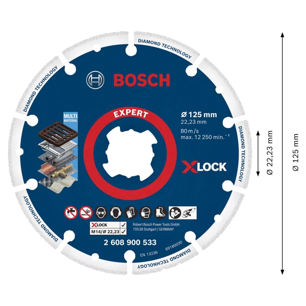 Bosch X-Lock Diamanttrennscheibe Trennscheibe - EXPERT - 125 x 22,23mm