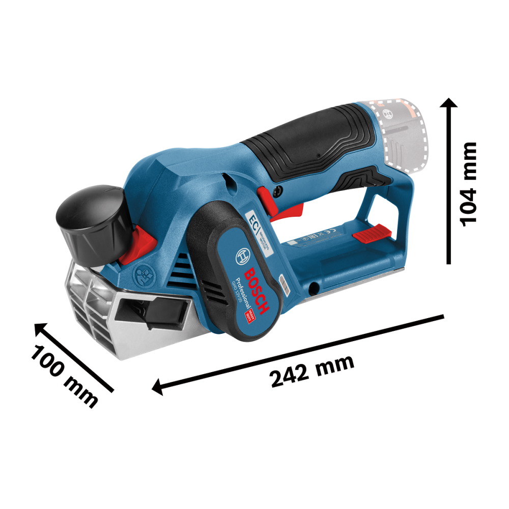 Bosch Akku Hobel GHO 12V-20 Professional mit 2 Hobelmesser - L-BOXX 138 - SOLO