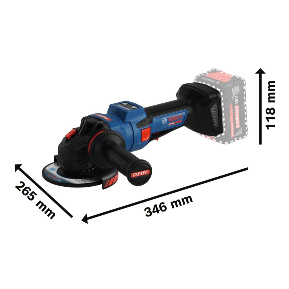 Bosch Winkelschleifer EXPERT EXWS18V-15PS - L-Boxx - 2x 18V 8Ah Akku - Ladegerät