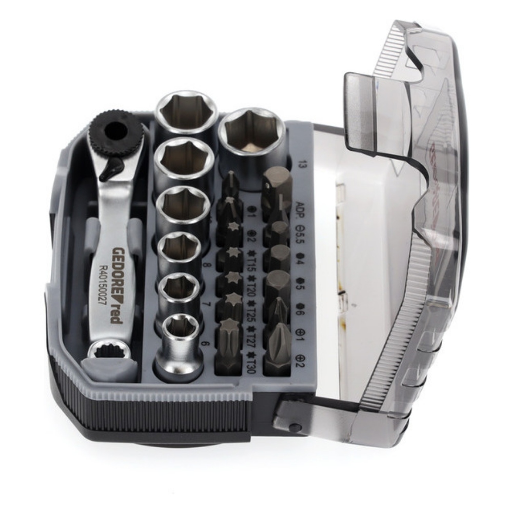 Gedore Bitsatz Steckschlüssel Satz mit Bit-Knarre - 6-13mm + Bits - 23-teilig