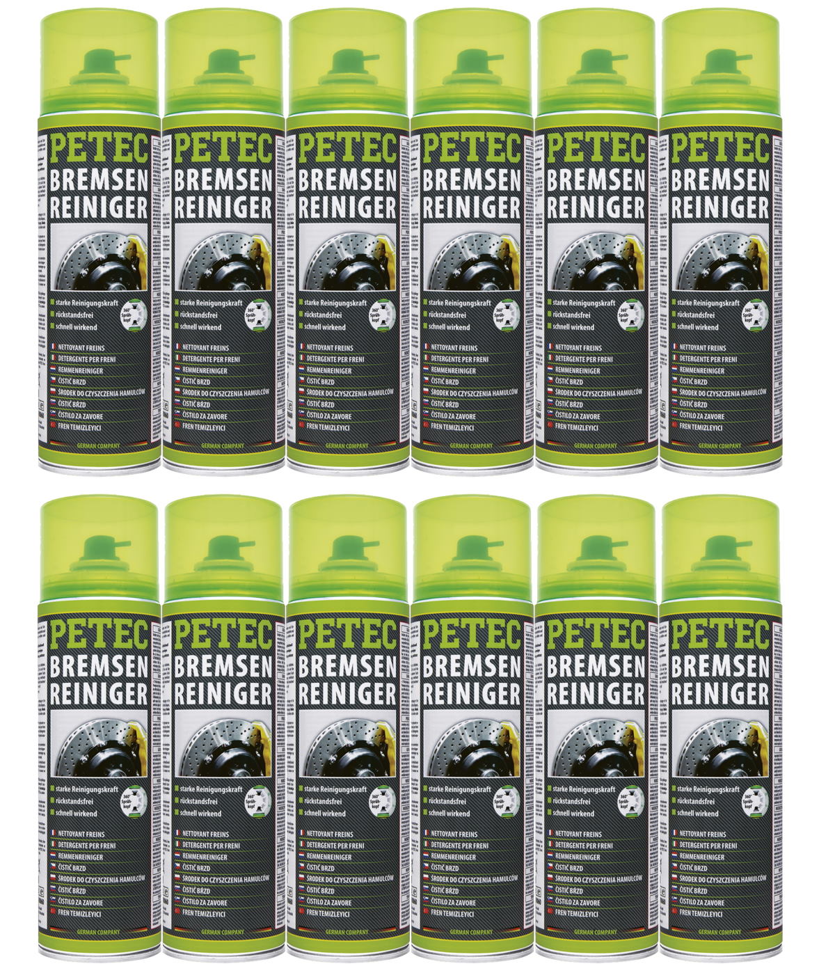 Petec 70060 Bremsenreiniger - 12x 500ml Dose - acetonfrei - wirkt schnell