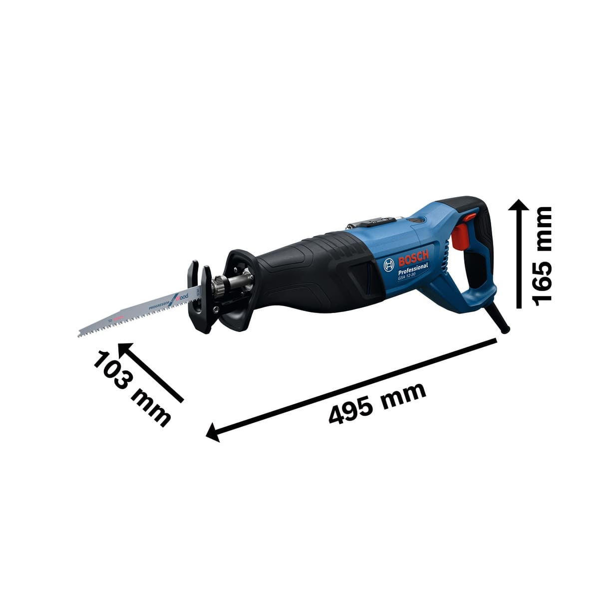 Bosch Säbelsäge PRO GSA 12-30 Professional - 1250 Watt - 2 Sägeblätter im Koffer