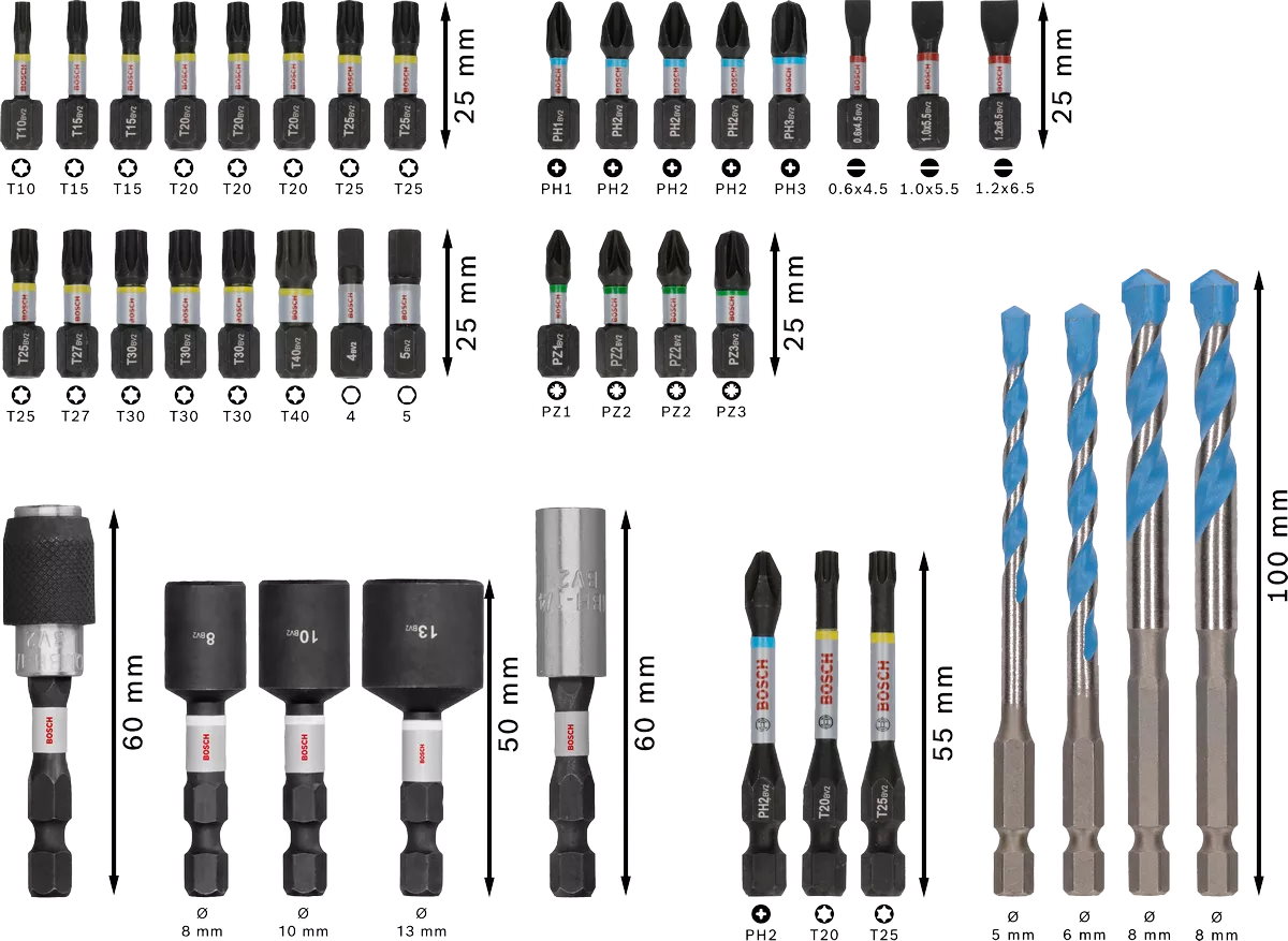 Bosch PRO Impact Mixed Set Schrauber Bit Set - 40-teilig - robust - 2608521U85