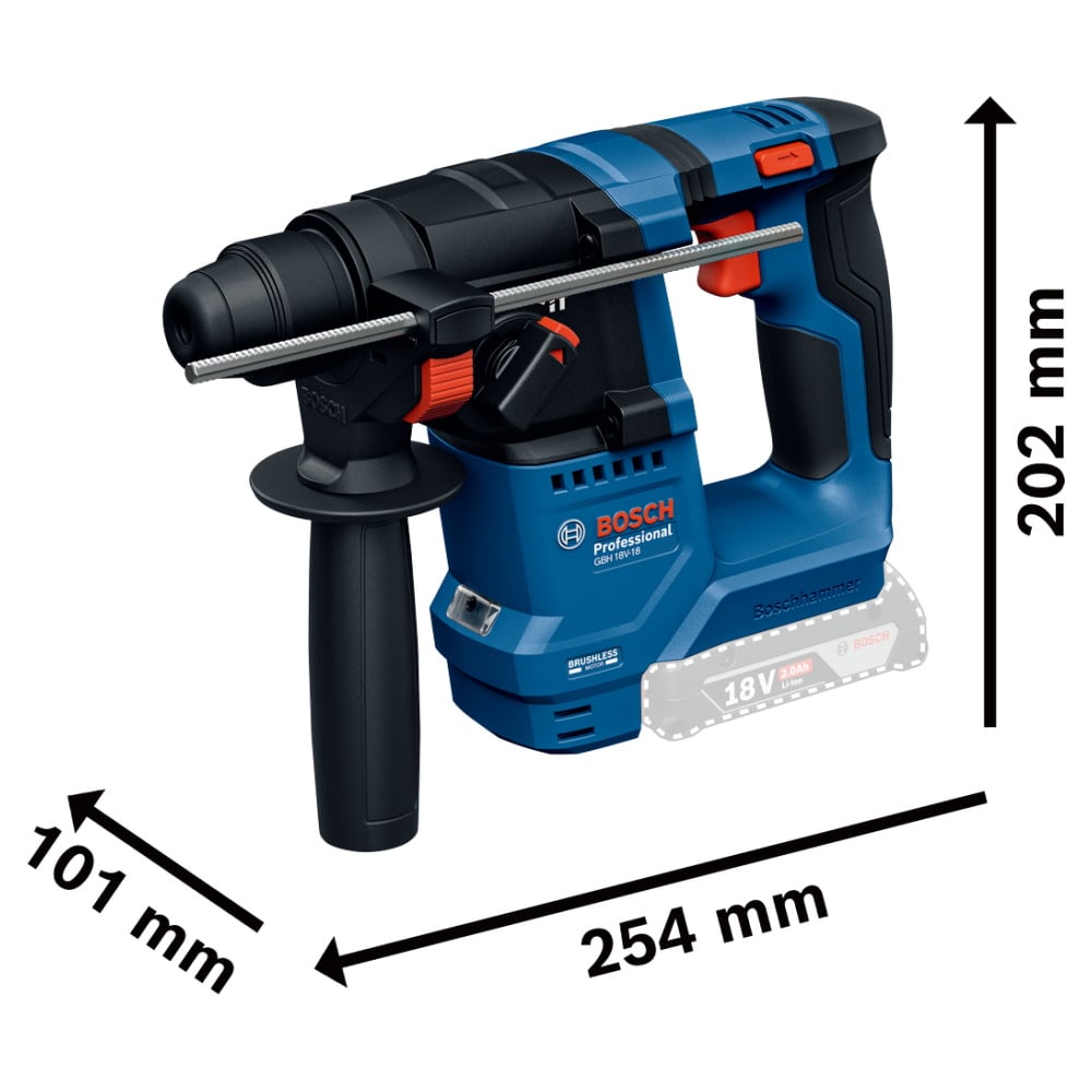 Bosch Akku Bohrhammer GBH 18V-18 - Sologerät ohne Akku/Ladegerät - Professional