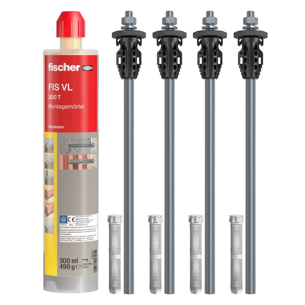 Fischer TherMax 2 II Set - 4x TherMax 2 II 16/250 M12 - 1x Mörtel FIS VL 300 T