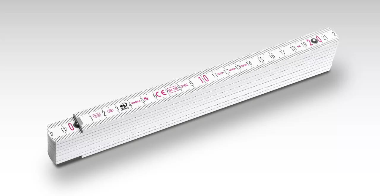 Stabila Holz-Gliedermaßstab Serie 400 - weiß - 2m - Typ 1407 - 3,3mm stark - 14557