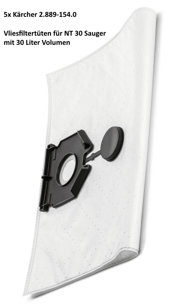 Kärcher Vliesfiltertüten - 5 Stück - Staubklasse M - 30 Liter -für NT30  2.889-154.0