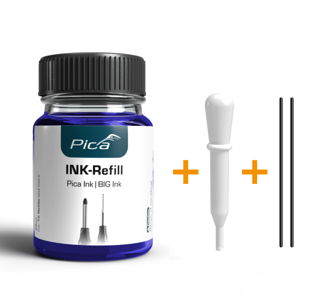 Pica Ink Refill Set - 55841 - blau - 25ml - 15 Befüllungen - inkl. 2x Docht + Pipette