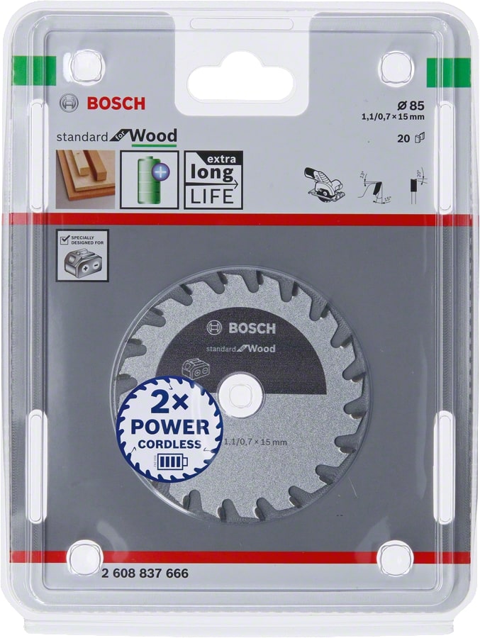 Bosch Sägeblatt Kreissägeblatt Standard for Wood - Holz - Akkusägen - 85mm