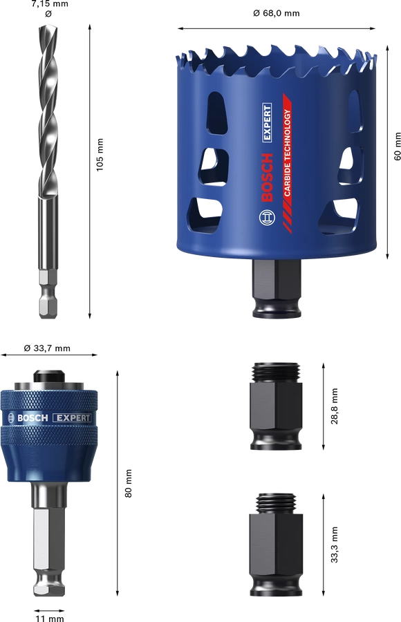 Bosch Lochsäge-Starter-Set - ⌀ 68mm - 60mm lang - 2 3/4 Zoll - 2608900450