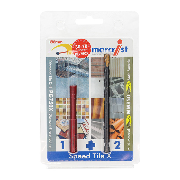 Marcrist Fliesenbohrer 8mm Speed Tile X Set PG750X + MM850 AkkuMAX - 496503008