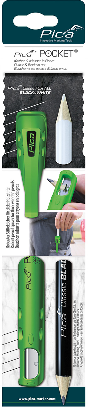Pica POCKET - Köcher und Messer - Blei-/Markierstift - Black & White - 505/03