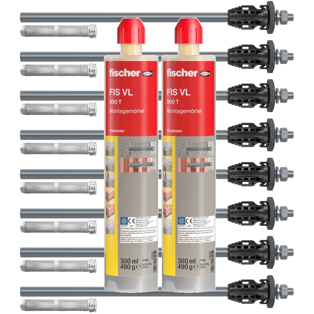 Fischer TherMax 2 II Set - 8x TherMax 2 II 16/250 M12 - 2x Mörtel FIS VL 300 T