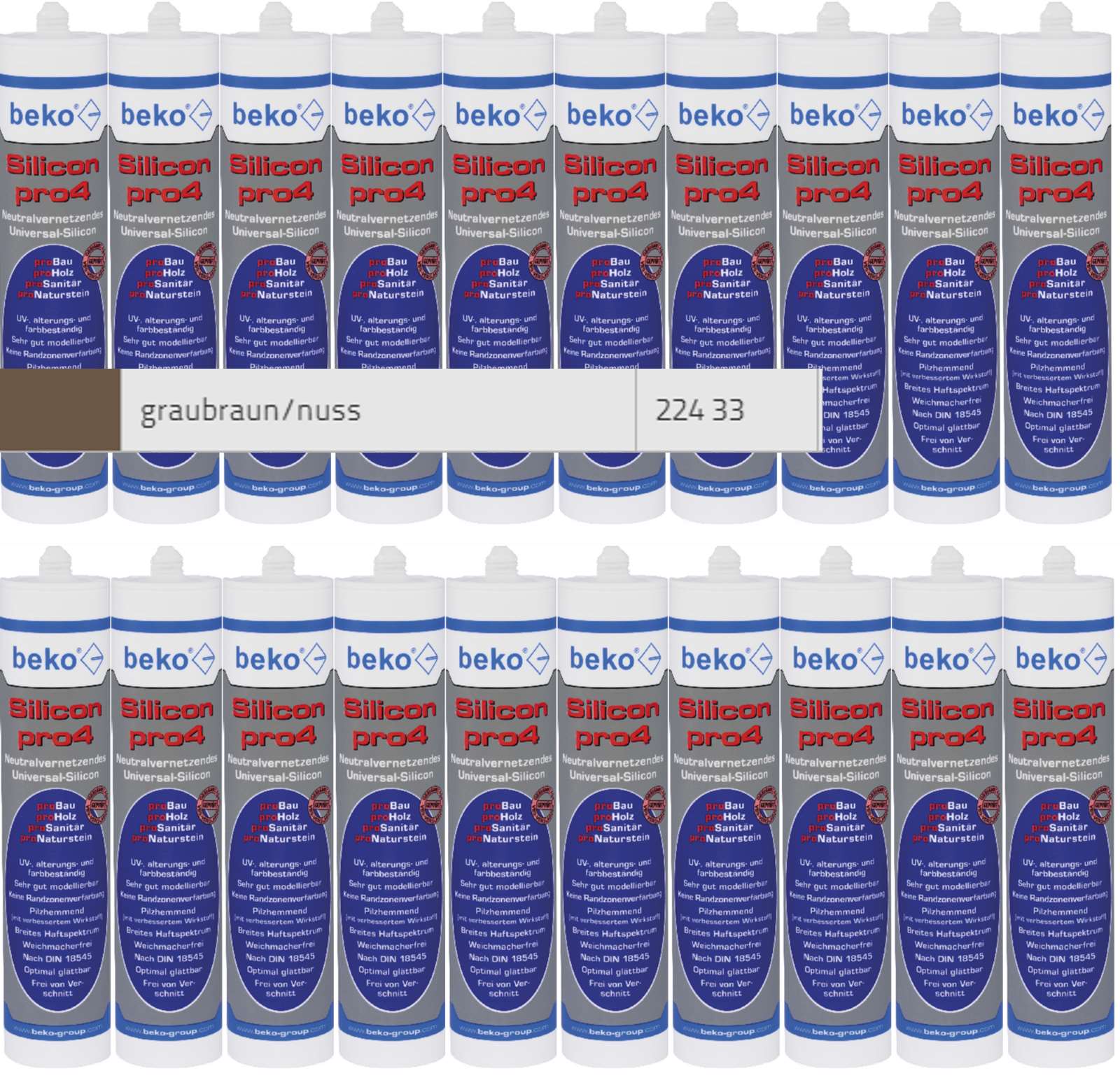 Beko 20x pro4 Premium-Silicon 310ml - 1 Karton - graubraun / nuss