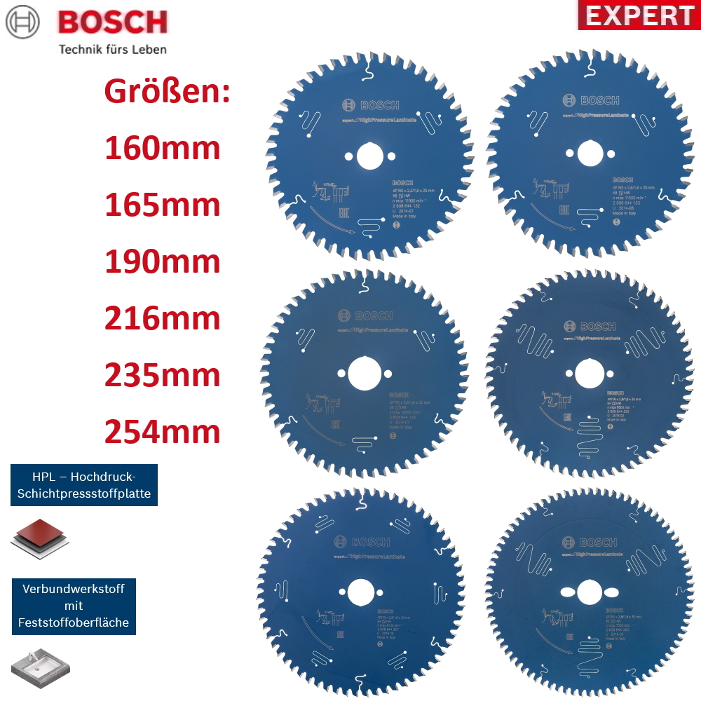 Bosch Sägeblatt Kreissägeblatt EXPERT for High-Pressure Laminate Ø 160mm - 254mm