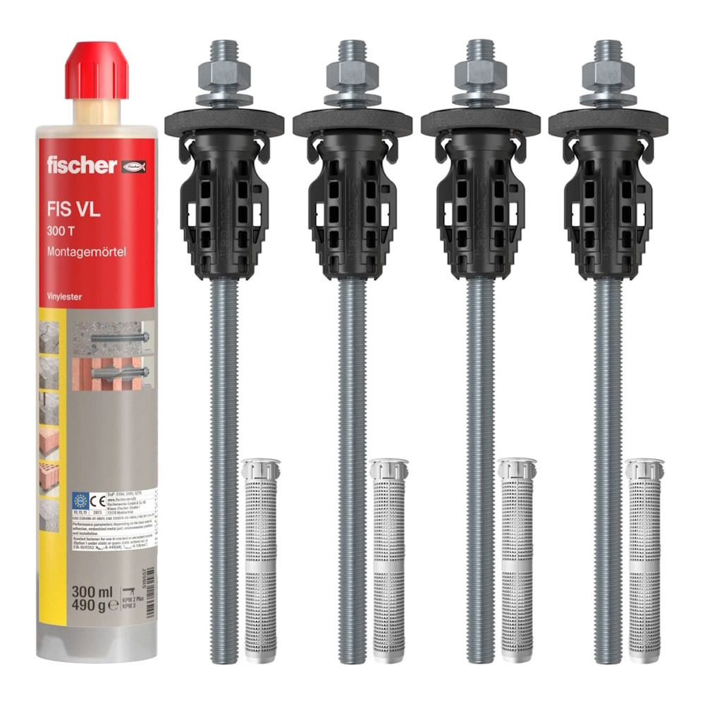 Fischer TherMax 2 II Set - 4x TherMax 2 II 12/110 M12 - 1x Mörtel FIS VL 300 T