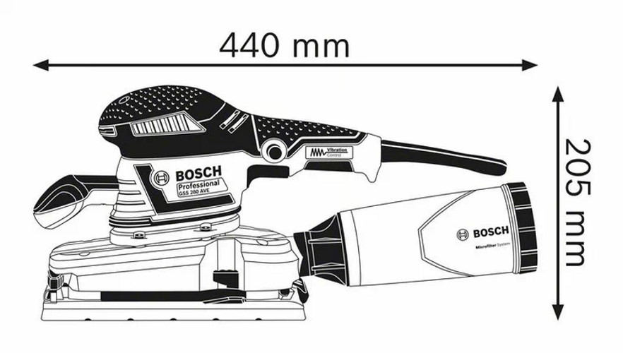 Bosch Schwingschleifer GSS 280 AVE - 230V - L-BOXX - 3x Schleifpapier