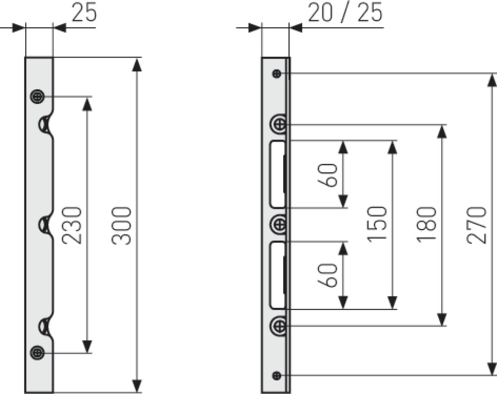 Abus Winkelschließblech SSB400 - 20x25 - silber - links/rechts - 05538