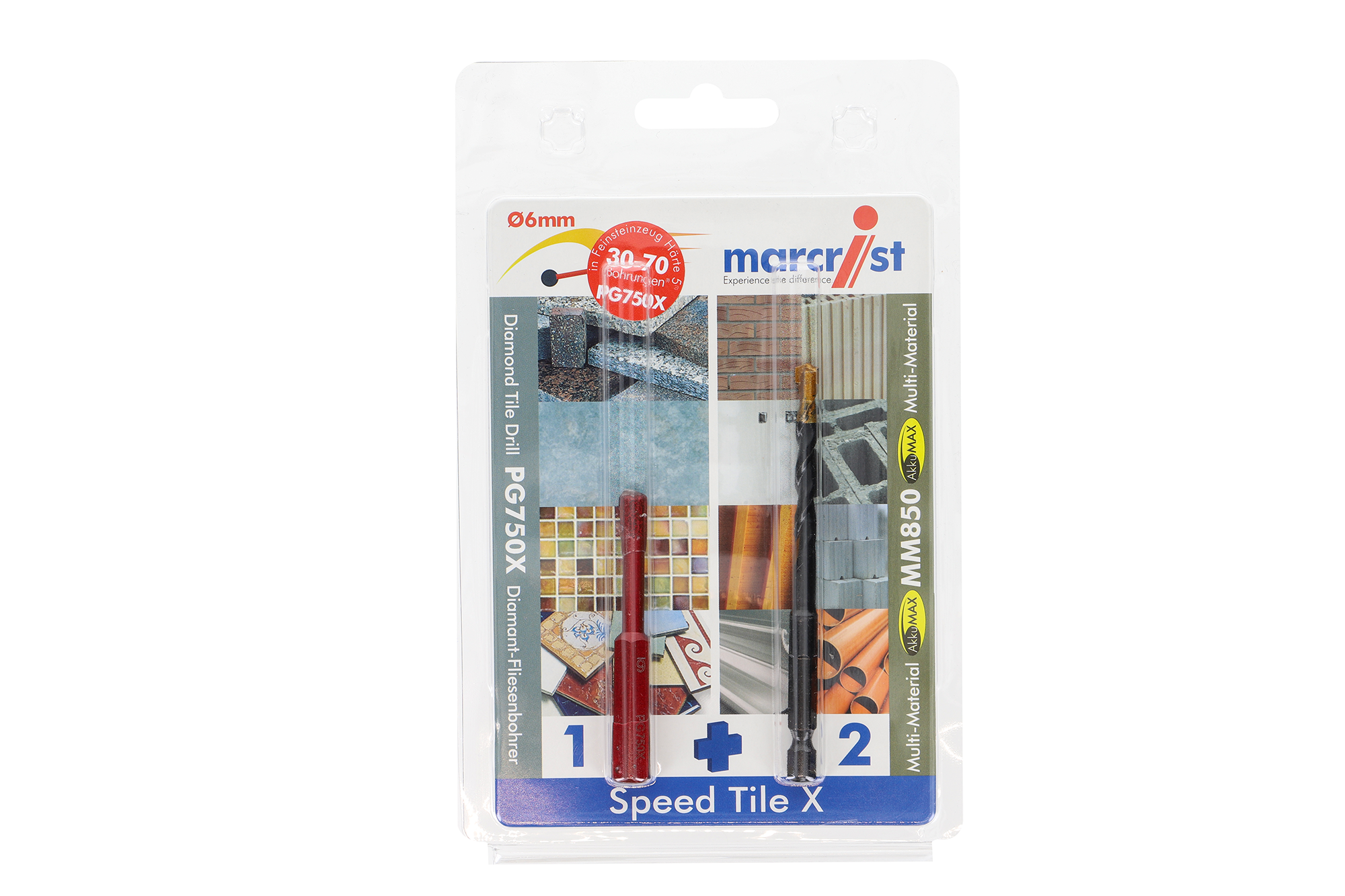 Marcrist Fliesenbohrer 6mm Speed Tile X Set PG750X + MM850 AkkuMAX - 496503006