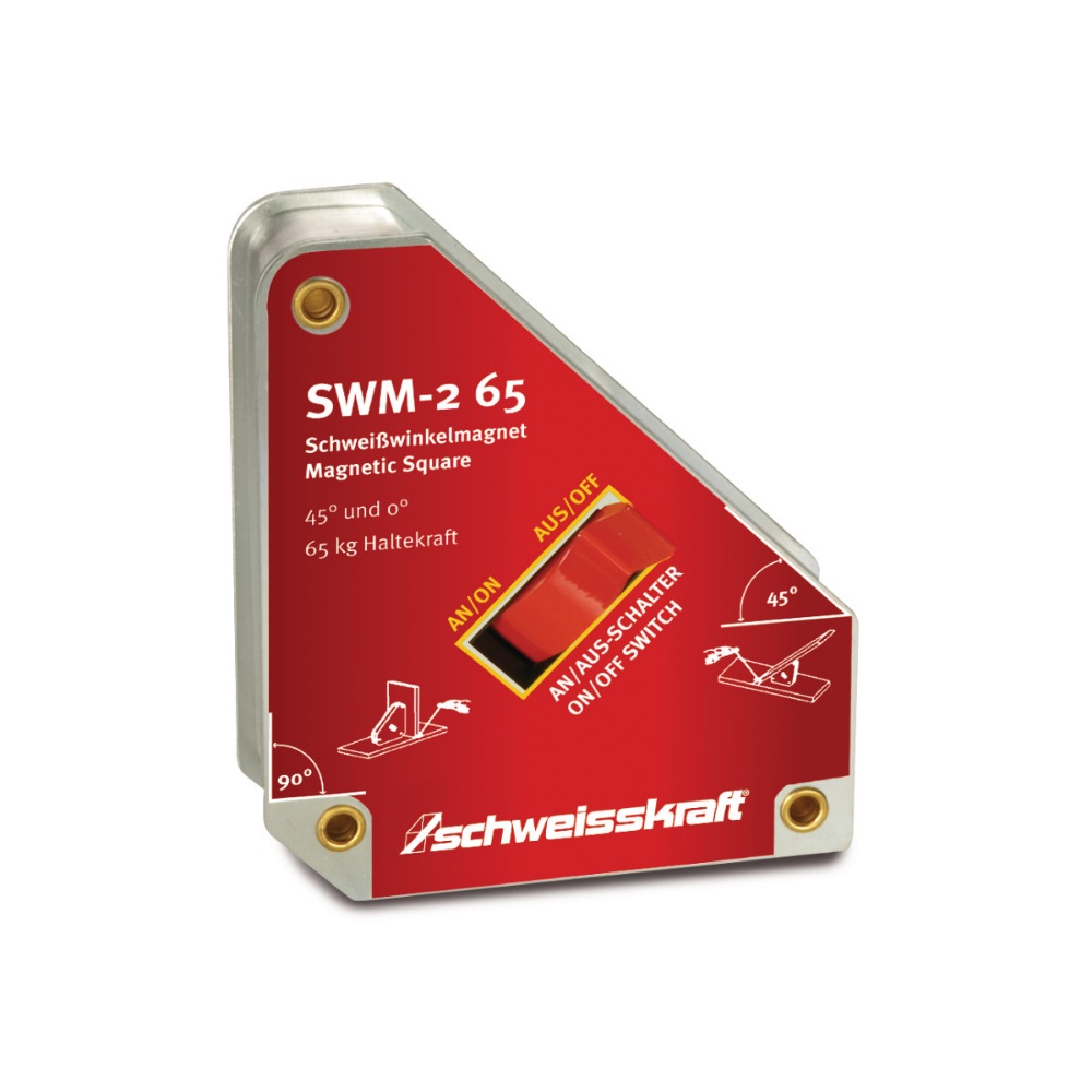 Schweisskraft schaltbarer Schweißwinkelmagnet SWM-2 65 - 75kg - 45° 90°